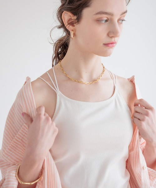 bijorie（ビジュリィ）の「【bijorie】[5つの機能付き]カップ付きバッククロスキャミ／NEW BASIC（インナーウェア/肌着・レディース・ホワイト/ダークブラウン/ブラック・MEDIUM/LARGE/LG）」の11枚目の写真