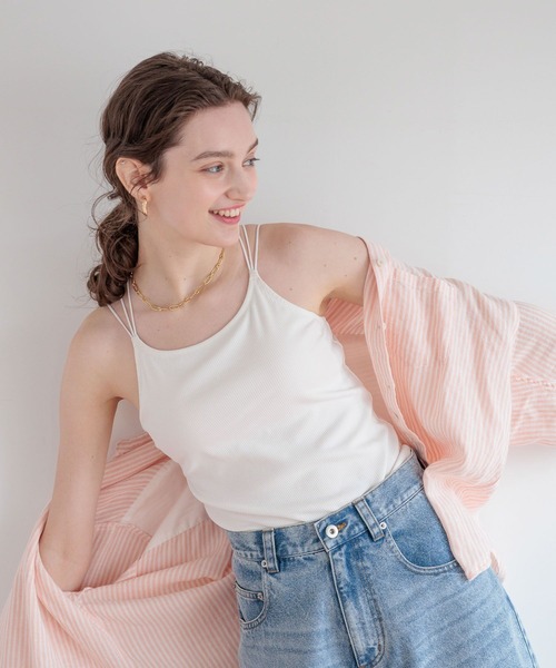 bijorie（ビジュリィ）の「【bijorie】[5つの機能付き]カップ付きバッククロスキャミ／NEW BASIC（インナーウェア/肌着・レディース・ホワイト/ダークブラウン/ブラック・MEDIUM/LARGE/LG）」の13枚目の写真