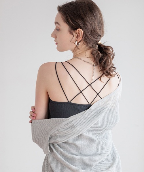 bijorie（ビジュリィ）の「【bijorie】[5つの機能付き]カップ付きバッククロスキャミ／NEW BASIC（インナーウェア/肌着・レディース・ホワイト/ダークブラウン/ブラック・MEDIUM/LARGE/LG）」の16枚目の写真