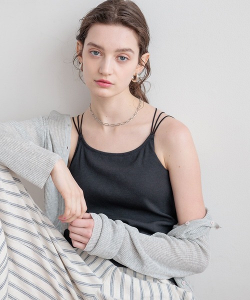 bijorie（ビジュリィ）の「【bijorie】[5つの機能付き]カップ付きバッククロスキャミ／NEW BASIC（インナーウェア/肌着・レディース・ホワイト/ダークブラウン/ブラック・MEDIUM/LARGE/LG）」の19枚目の写真