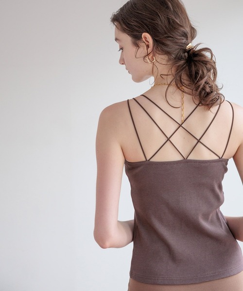 bijorie（ビジュリィ）の「【bijorie】[5つの機能付き]カップ付きバッククロスキャミ／NEW BASIC（インナーウェア/肌着・レディース・ホワイト/ダークブラウン/ブラック・MEDIUM/LARGE/LG）」の21枚目の写真