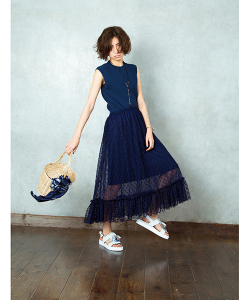 Ray BEAMS（レイビームス）の「◇【ラブリ着用】Ray BEAMS / DOT チュール シアー スカート（スカート・レディース・シルバー/ネイビー・ONE SIZE）」の3枚目の写真