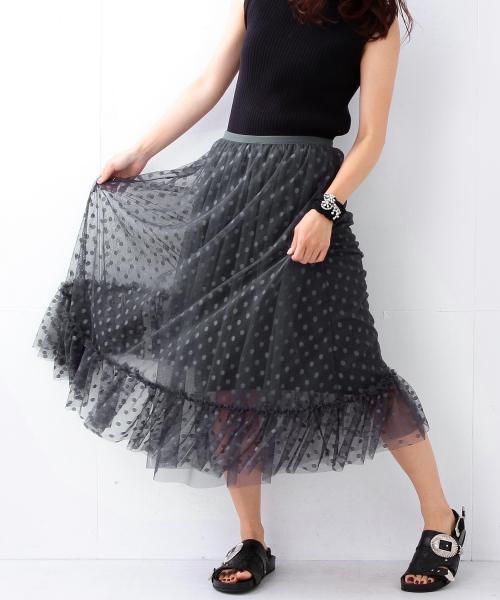 Ray BEAMS（レイビームス）の「◇【ラブリ着用】Ray BEAMS / DOT チュール シアー スカート（スカート・レディース・シルバー/ネイビー・ONE SIZE）」の9枚目の写真