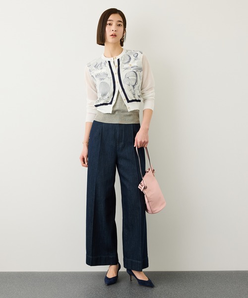 ROPE'（ロペ）の「ヴィンテージスカーフプリントカーディガン/セットアップ対応・イージーケア（カーディガン/ボレロ・レディース・オフホワイト/ブルー系その他・FREE）」の5枚目の写真