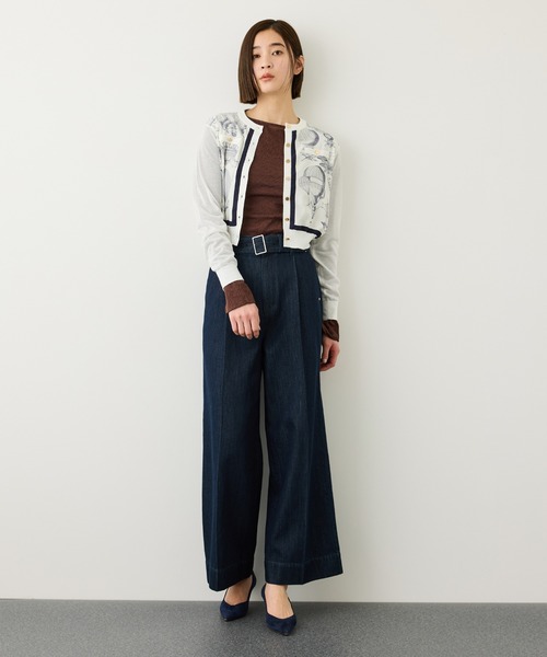 ROPE'（ロペ）の「ヴィンテージスカーフプリントカーディガン/セットアップ対応・イージーケア（カーディガン/ボレロ・レディース・オフホワイト/ブルー系その他・FREE）」の7枚目の写真