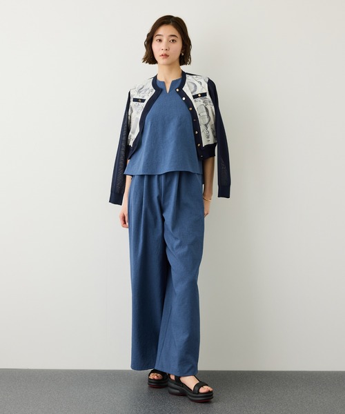 ROPE'（ロペ）の「ヴィンテージスカーフプリントカーディガン/セットアップ対応・イージーケア（カーディガン/ボレロ・レディース・オフホワイト/ブルー系その他・FREE）」の11枚目の写真