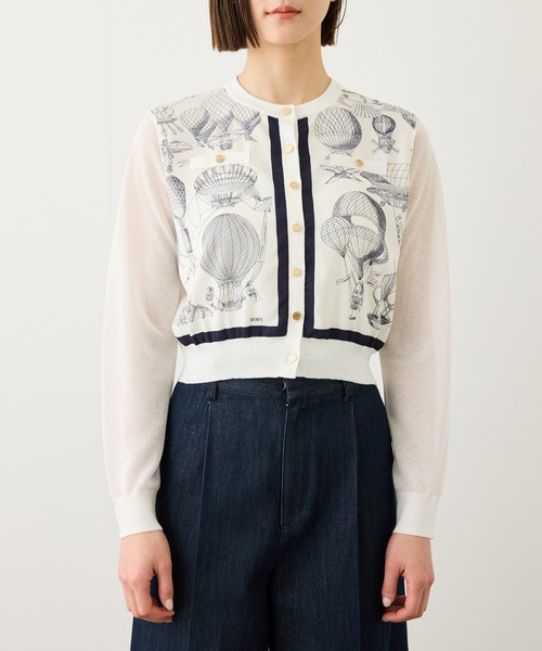 ROPE'（ロペ）の「ヴィンテージスカーフプリントカーディガン/セットアップ対応・イージーケア（カーディガン/ボレロ・レディース・オフホワイト/ブルー系その他・FREE）」の12枚目の写真