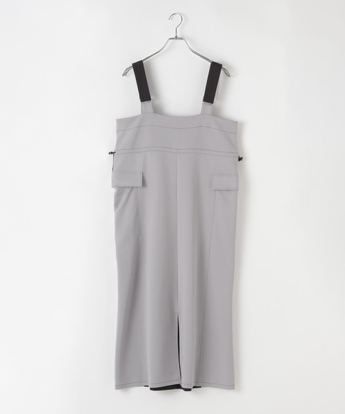 LEPSIM（レプシィム）の「異素材ジャンパースカート　653957（ジャンパースカート・レディース・グレー/カーキ/ブラック・FREE）」の4枚目の写真