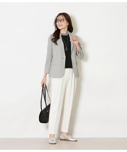 NEWYORKER(ニューヨーカー)の「【吸水速乾・接触冷感・防しわ・ウォッシャブル】ドライクロス 1釦テーラードジャケット(テーラードジャケット・レディース・ネイビー/ライトグレー・9号/11号)」の9枚目の写真