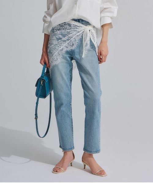 anuans（アニュアンス）の「【0サイズあり】Slim straight denim（デニムパンツ・レディース・ブラック/ライトブルー/ベージュ/インディゴブルー・X-SMALL/SMALL/MEDIUM）」の3枚目の写真