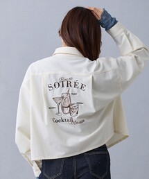 バック刺繍クロップドシャツ