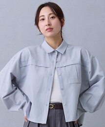 バック刺繍クロップドシャツ