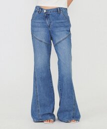 DIAGONAL BOOTS CUT DENIM PANTS (light blue)