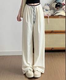 ダブルウエストドロストベーシックワイドパンツ
