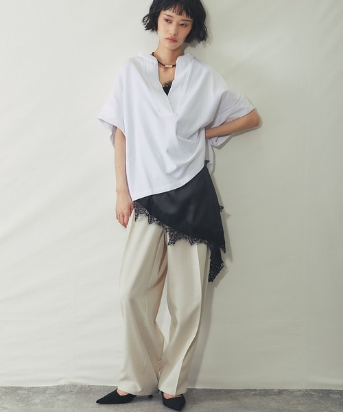 ANOTHER S（アナザーエス）の「接触冷感Tシャツ（Tシャツ/カットソー・レディース・ホワイト/ブラック/グレイッシュベージュ/ミント・M）」の12枚目の写真