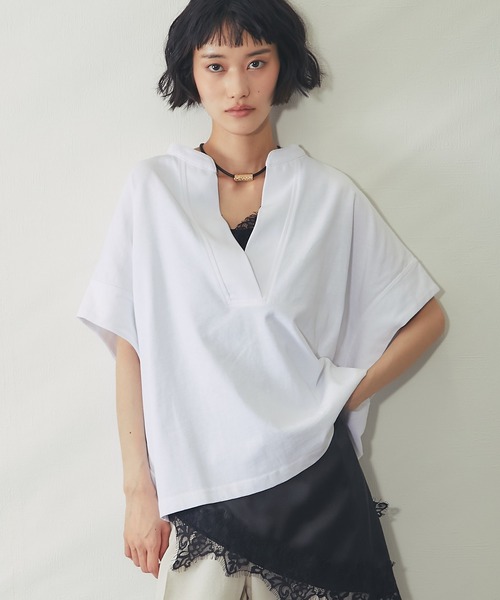 ANOTHER S（アナザーエス）の「接触冷感Tシャツ（Tシャツ/カットソー・レディース・ホワイト/ブラック/グレイッシュベージュ/ミント・M）」の11枚目の写真