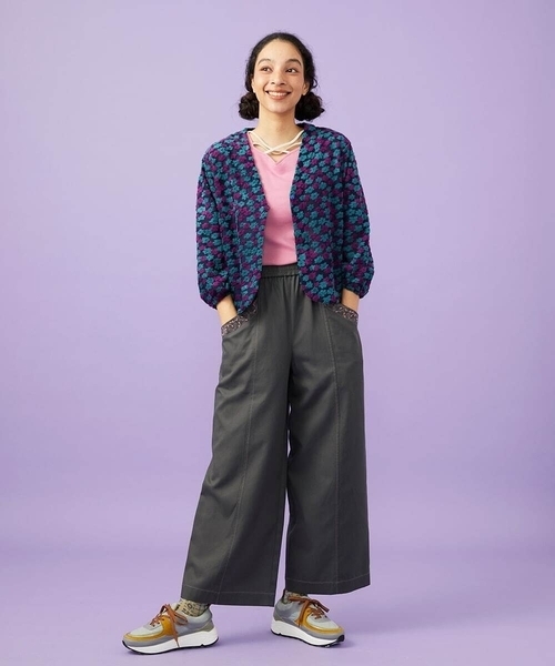 Jocomomola（ホコモモラ）の「【2WAY】フラワー刺繍シフォンタンクトップ（Tシャツ/カットソー・レディース・ブラック/アイボリー/ピンク・40）」の4枚目の写真