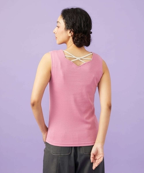 Jocomomola（ホコモモラ）の「【2WAY】フラワー刺繍シフォンタンクトップ（Tシャツ/カットソー・レディース・ブラック/アイボリー/ピンク・40）」の6枚目の写真