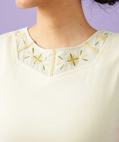 Jocomomola（ホコモモラ）の「【2WAY】フラワー刺繍シフォンタンクトップ（Tシャツ/カットソー・レディース・ブラック/アイボリー/ピンク・40）」の15枚目の写真
