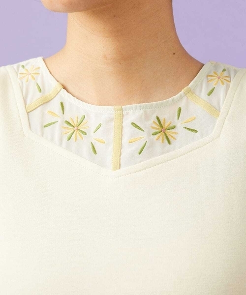 Jocomomola（ホコモモラ）の「【2WAY】フラワー刺繍シフォンタンクトップ（Tシャツ/カットソー・レディース・ブラック/アイボリー/ピンク・40）」の16枚目の写真