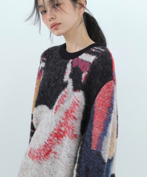 bedsidedrama（ベットサイドドラマ）の「BEDSIDEDRAMA/ベッドサイドドラマ/Dim Dream Knit Sweater（ニット/セーター・レディース・ブラック/ホワイト・1）」の2枚目の写真