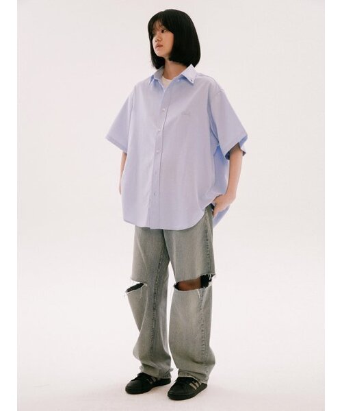 YALE（イェール）の「[ONEMILE WEAR] BIG OXFORD SMALL ARCH SS SHIRT PURPLE（シャツ/ブラウス・レディース・その他・LARGE/MEDIUM/X-LARGE）」の8枚目の写真