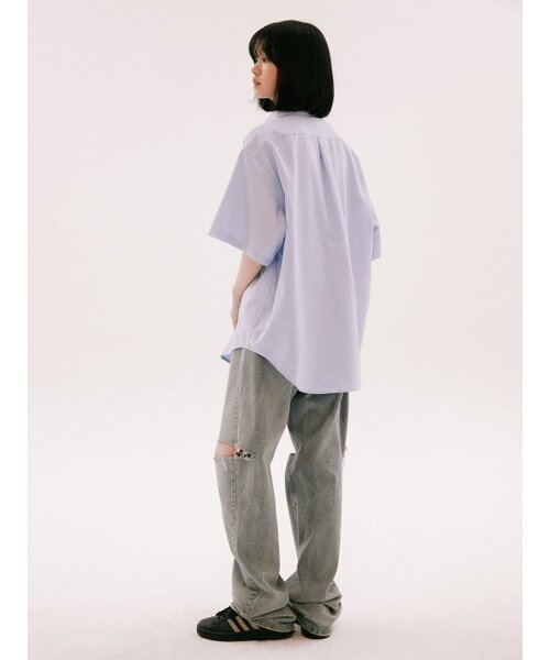 YALE（イェール）の「[ONEMILE WEAR] BIG OXFORD SMALL ARCH SS SHIRT PURPLE（シャツ/ブラウス・レディース・その他・LARGE/MEDIUM/X-LARGE）」の9枚目の写真