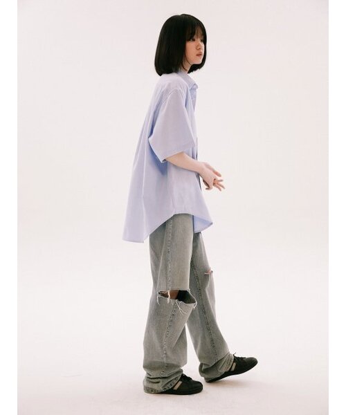 YALE（イェール）の「[ONEMILE WEAR] BIG OXFORD SMALL ARCH SS SHIRT PURPLE（シャツ/ブラウス・レディース・その他・LARGE/MEDIUM/X-LARGE）」の11枚目の写真