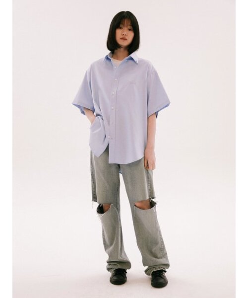 YALE（イェール）の「[ONEMILE WEAR] BIG OXFORD SMALL ARCH SS SHIRT PURPLE（シャツ/ブラウス・レディース・その他・LARGE/MEDIUM/X-LARGE）」の13枚目の写真