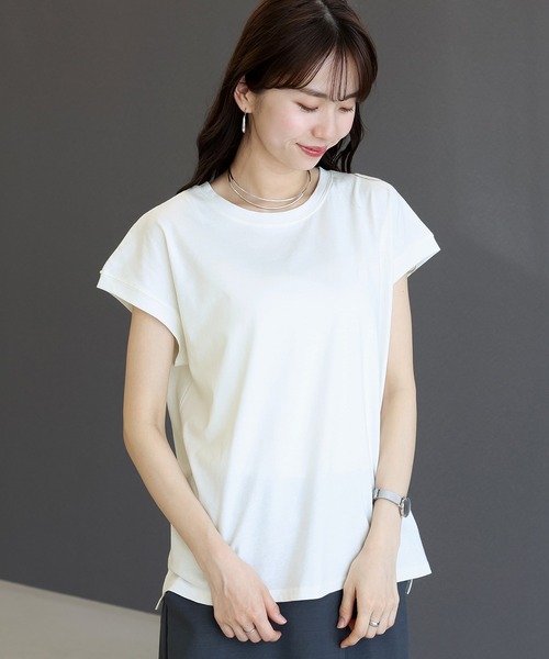 Aletta vita(アレッタビータ)の「綿天竺フレンチカットソー(Tシャツ/カットソー・レディース・ブラック/ブルー/オフホワイト・M)」の8枚目の写真