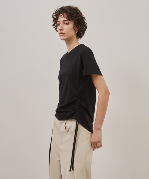 CITY TOKYO(シティトウキョウ)の「【CITY TOKYO/シティートウキョウ】Side Drawstring Tee/サイドドローストリングTシャツ(Tシャツ/カットソー・レディース・ブラック/ホワイト・FREE)」の5枚目の写真