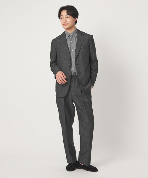 J7019 超美品 ロータ 581 1プリーツリネンスラックス ダークグレー46
