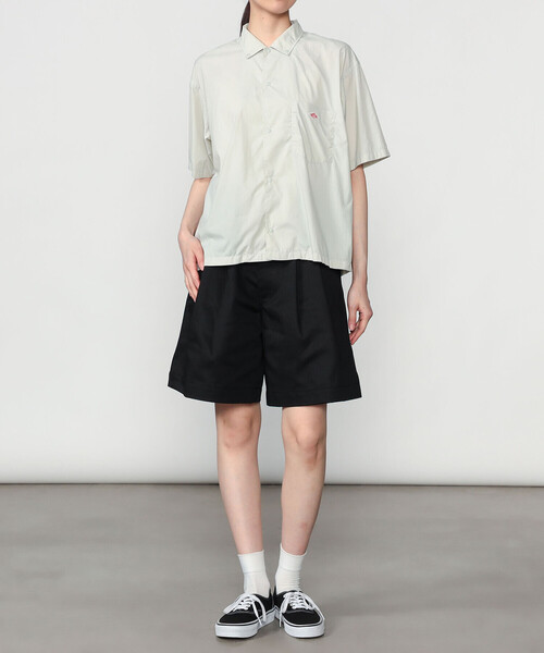 DANTON(ダントン)の「DANTON |〈別注〉ナイロンタイプライター プランサーボタンダウン半袖シャツ WOMEN(シャツ/ブラウス・レディース・ダークネイビー/グレー系その他・36)」の3枚目の写真