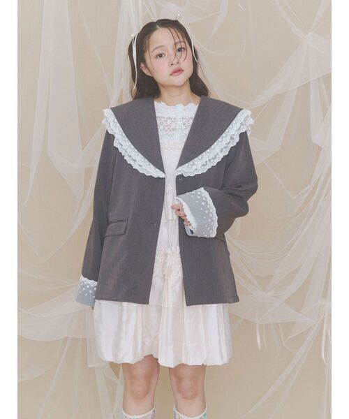 merry jenny(メリージェニー)の「カットレーストップス(Tシャツ/カットソー・レディース・オフホワイト/アイボリー/ブラック・FREE)」の5枚目の写真