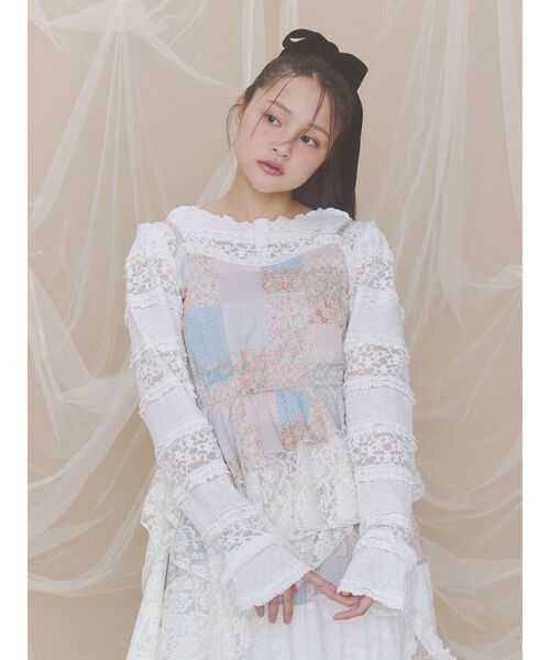 merry jenny(メリージェニー)の「カットレーストップス(Tシャツ/カットソー・レディース・オフホワイト/アイボリー/ブラック・FREE)」の14枚目の写真
