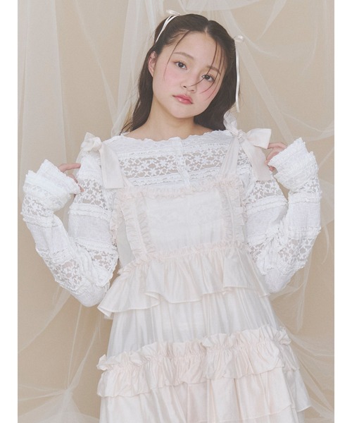 merry jenny(メリージェニー)の「カットレーストップス(Tシャツ/カットソー・レディース・オフホワイト/アイボリー/ブラック・FREE)」の8枚目の写真