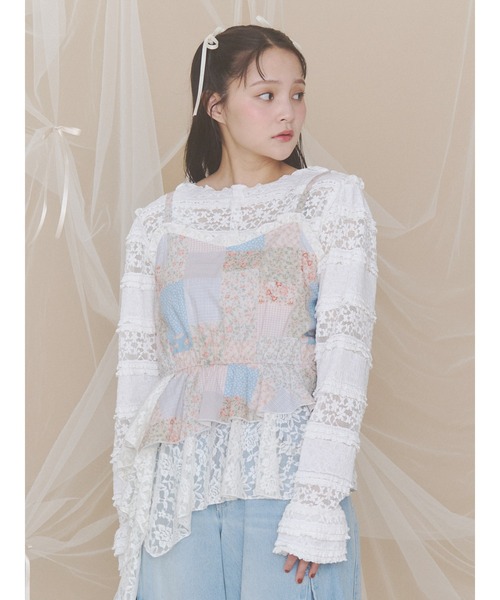 merry jenny(メリージェニー)の「カットレーストップス(Tシャツ/カットソー・レディース・オフホワイト/アイボリー/ブラック・FREE)」の4枚目の写真