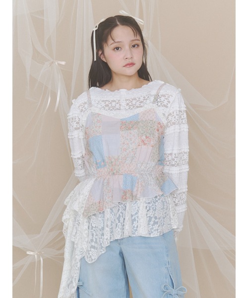 merry jenny(メリージェニー)の「カットレーストップス(Tシャツ/カットソー・レディース・オフホワイト/アイボリー/ブラック・FREE)」の5枚目の写真