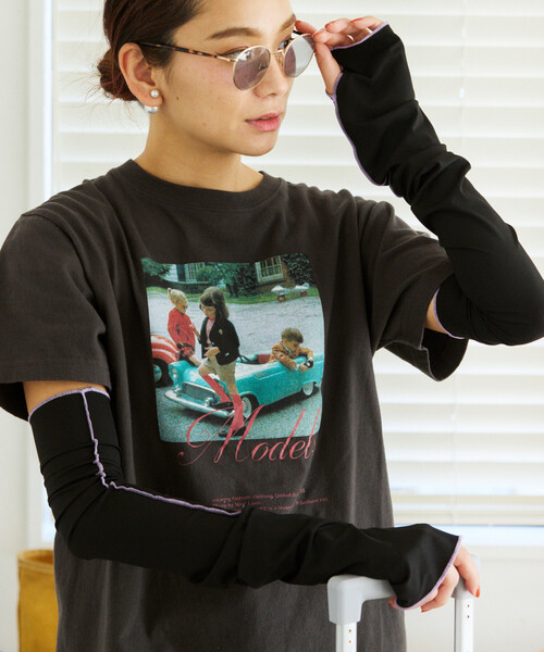 FREAK'S STORE(フリークスストア)の「【UVカット】さらっと接触冷感アームカバー(アームカバー・レディース・ブラック/サックスブルー/ライトグレー/ベージュ・ONE SIZE)」の1枚目の写真