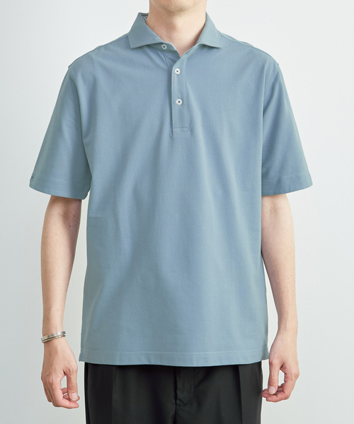 MEN'S MELROSE（メンズメルローズ）の「ソロナテックカノコ半袖ポロシャツ（一部WEB限定カラー ）（ポロシャツ・メンズ・ブルー・5/4）」の2枚目の写真