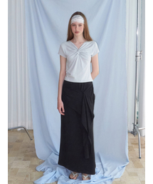 2-Way Tie Long Skirt, Black