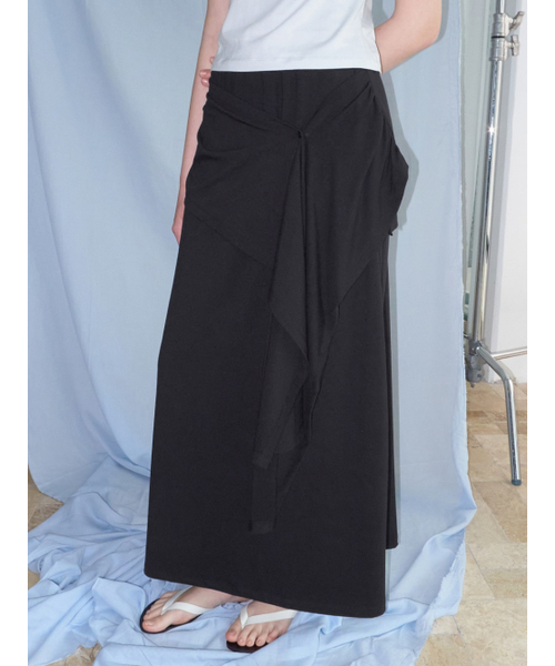 ETMON(エトモン)の「2-Way Tie Long Skirt, Black(スカート・レディース・その他・F)」の2枚目の写真