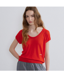 Linen raglan u-neck knit [FRSP07TN03]_Red