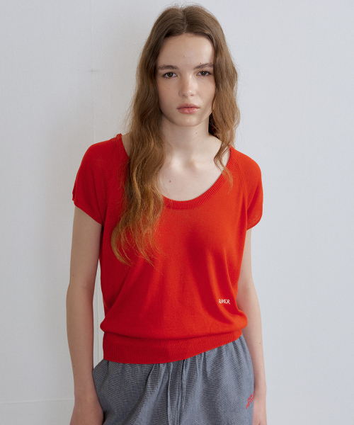 FRIVER07（フリバー07）の「Linen raglan u-neck knit [FRSP07TN03]_Red（ニット/セーター・レディース・レッド・FREE）」の2枚目の写真