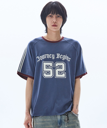 RAIMENT（レイメント）の「ジョニー ビギンズ リンガー Tシャツ_ブルー（Tシャツ/カットソー）」