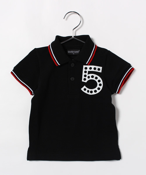 CHUBBYGANG（チャビーギャング）の「鹿の子　＃５ポロシャツ（ポロシャツ・キッズ・ホワイト/ブラック・130/110/120/100/90）」の2枚目の写真