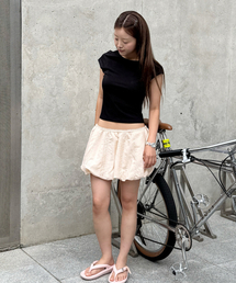 Lace Balloon Mini Skirt (Apricot)