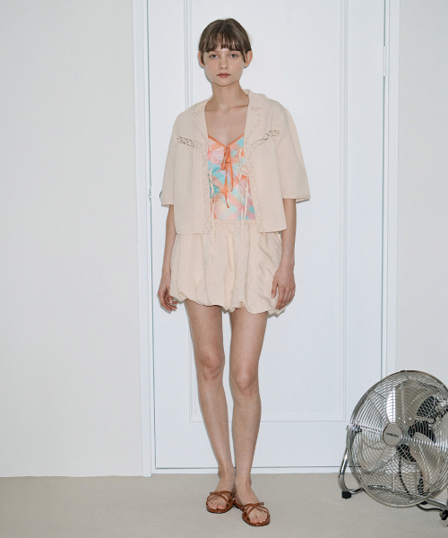SINOON（シヌーン）の「Lace Balloon Mini Skirt (Apricot)（スカート・レディース・ライトピンク・SMALL/MEDIUM）」の3枚目の写真