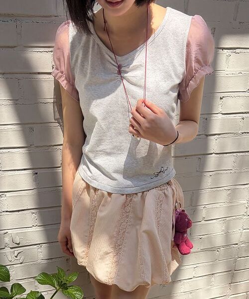 SINOON（シヌーン）の「Lace Balloon Mini Skirt (Apricot)（スカート・レディース・ライトピンク・SMALL/MEDIUM）」の7枚目の写真