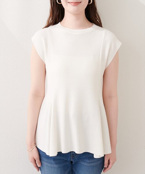natural couture(ナチュラルクチュール)の「ベルト付きペプラムノースリニット(ニット/セーター・レディース・ブラック/サックスブルー/グレイッシュベージュ/オフホワイト/ピンク/イエロー・FREE)」の22枚目の写真